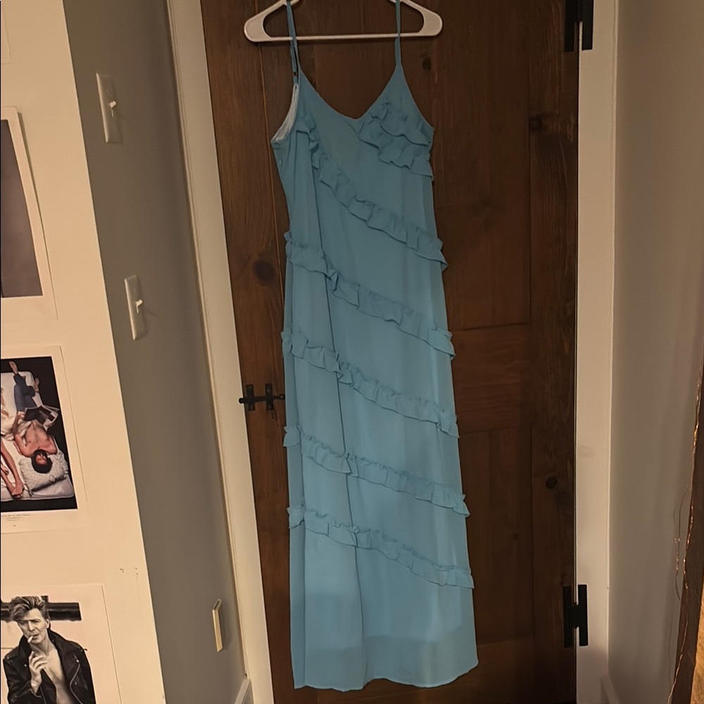 Elegant Blue Ruffle Dress